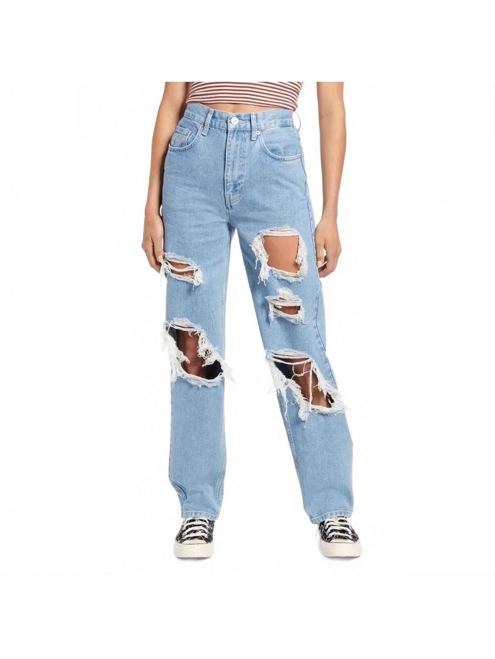 BDG Urban Outfitters High Rise Baggy Distressed Light Wash Jeans Size 27 - Picture 2 of 6